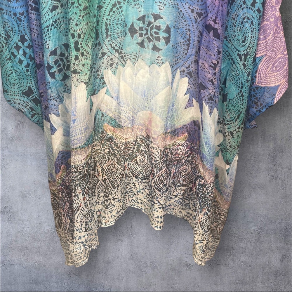 Soft Surroundings Kimono Duster Cover Up Womens OS Handkerchief Hem Boho Beach - Picture 7 of 9
